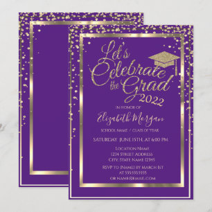 Graduation Cap Diamonds Violet Graduation Invitation