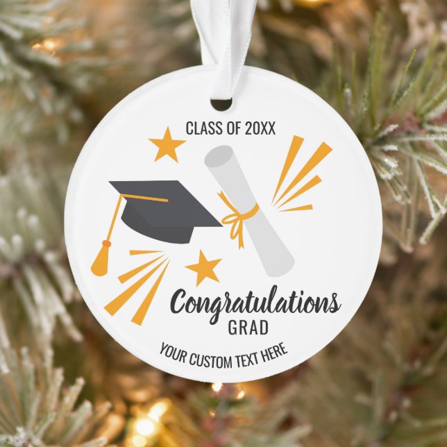 Graduation Cap Diploma Class of 20XX Custom Ornament (Tree)