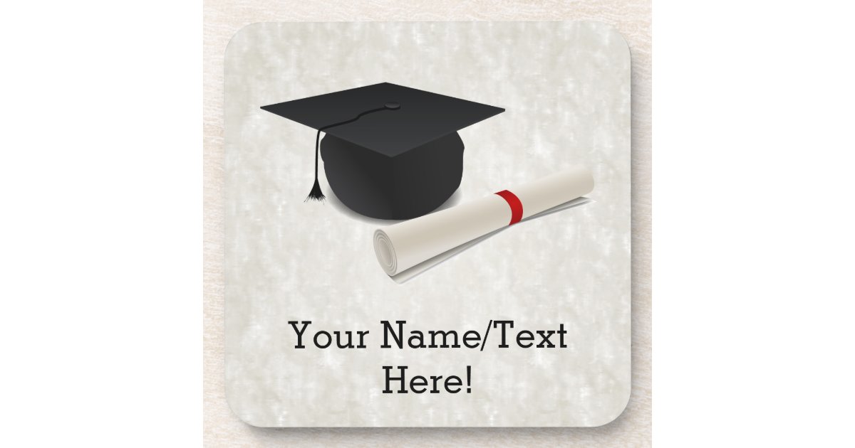 Graduation Cap Diploma Customisable Coaster Zazzle