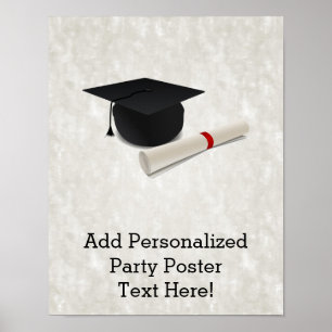 Graduation Cap Diploma Customisable Poster