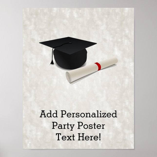 Graduation Cap Diploma Customisable Poster (Front)