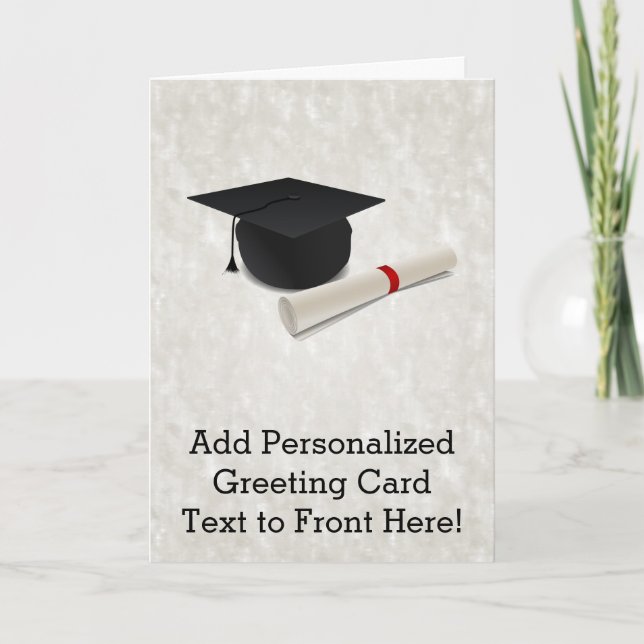 Graduation Cap Diploma Customizable Card (Front)