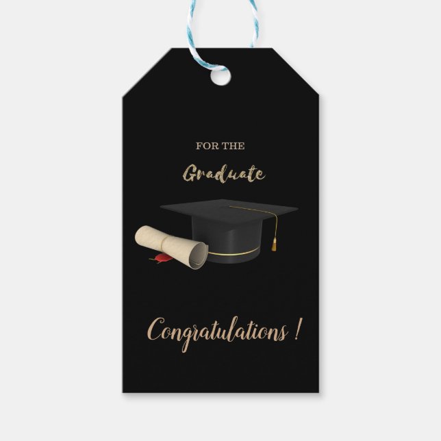 Graduation Cap , Diploma, Graduate Gift Tags (Front)