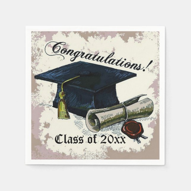 Graduation Cap & Diploma Napkins (Front)
