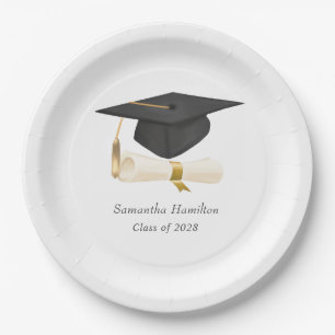 Graduation Cap Diploma Personalised Party Paper Plate
