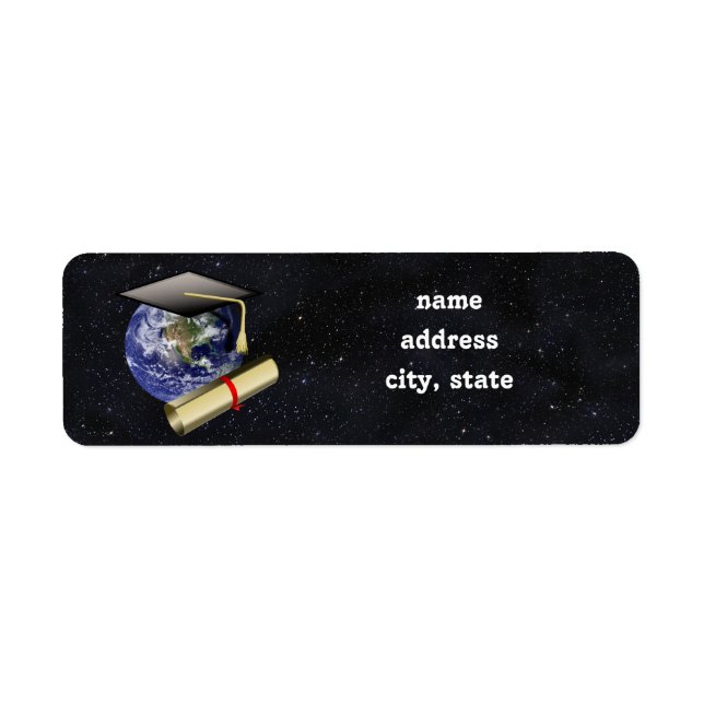 Graduation Cap, Earth w/diploma (Front)