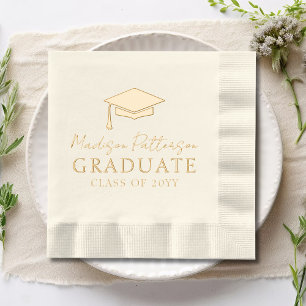 Graduation Cap Elegant Personalised Name Graduate Foil Napkins