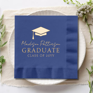 Graduation Cap Elegant Personalised Name Graduate Foil Napkins