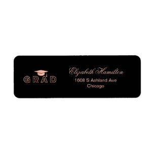 Graduation Cap Faux Foil Rose Gold Elegant Grad