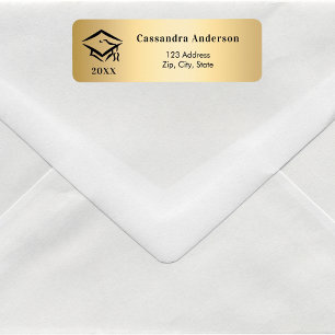 Graduation cap gold return address