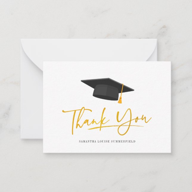 Graduation Cap Gold Tassel Thank You Card (Front)