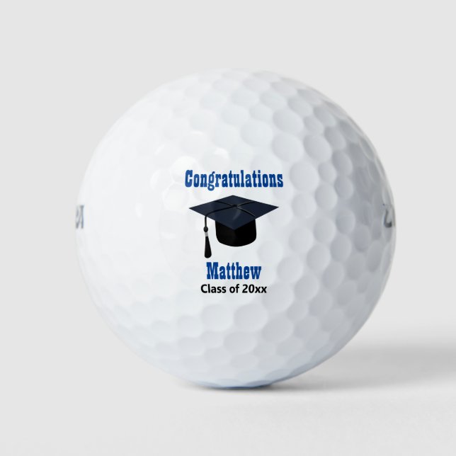 Graduation Cap Golfer Graduate Keepsake Golf Balls (Front)