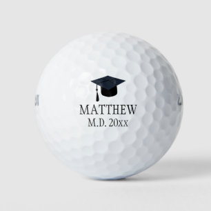 Graduation Cap Golfer Graduate Name Degree Year Golf Balls