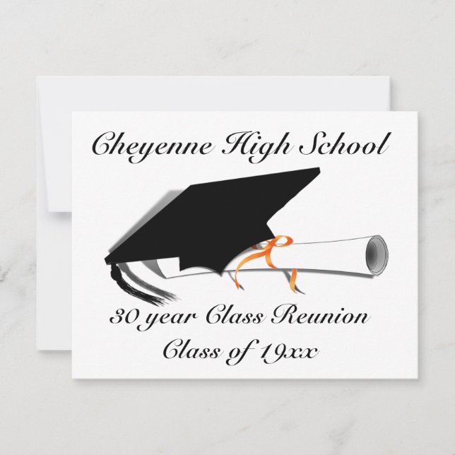 Graduation Cap - High School Class Reunion  Announcement (Front)