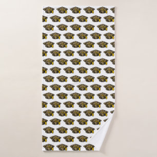 Graduation Cap Khaki Camo Bath Towel