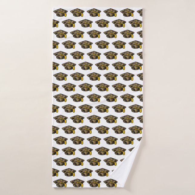  Graduation Cap Khaki Camo Bath Towel (Bath Towel)
