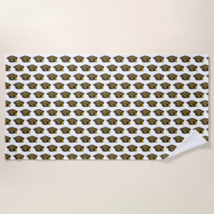 Graduation Cap Khaki Camo Beach Towel