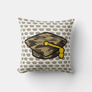 Graduation Cap Khaki Camo Cushion