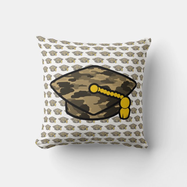 Graduation Cap Khaki Camo Cushion (Front)