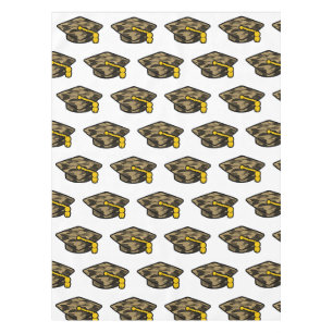 Graduation Cap Khaki Camo Tablecloth