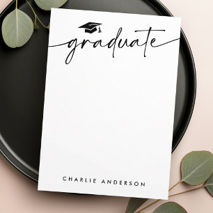 Graduation cap modern script blank graduate card