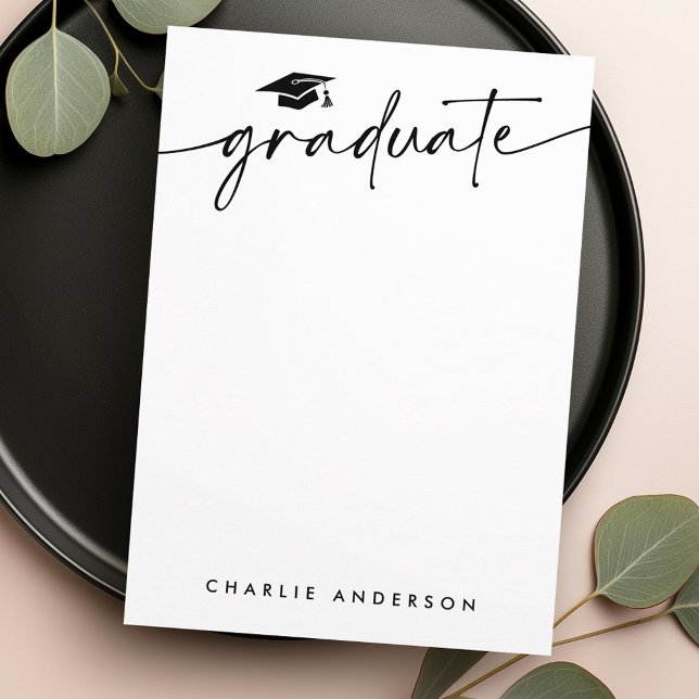 Graduation cap modern script blank graduate card (Graduation cap modern script blank graduate note card)