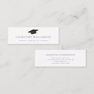 Graduation Cap Modern Simple Purple Calling Mini Business Card