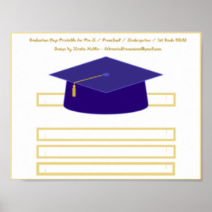 Graduation Cap Navy Blue Paper Hat Printable Poster