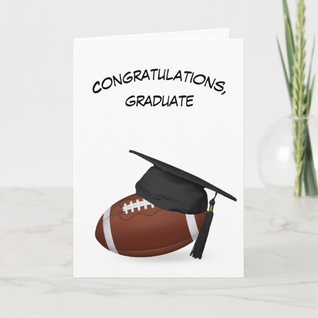 Graduation Cap on a Football Card (Front)