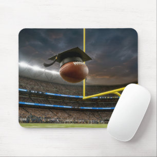 Graduation Cap on a Football in a Stadium Mouse Mat