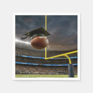 Graduation Cap on a Football in a Stadium Napkin
