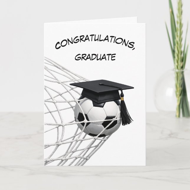 Graduation Cap on a Soccer Ball Card (Front)