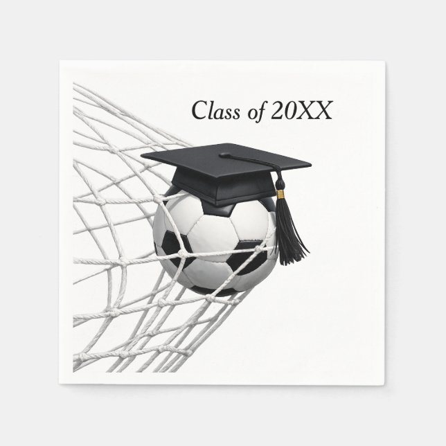 Graduation Cap on a Soccer Ball Napkin (Front)