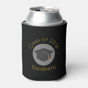 Graduation Cap on Black Class of 20xx Can Cooler