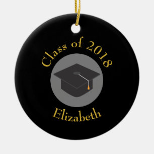 Graduation Cap on Black Class of 20xx Ceramic Tree Decoration