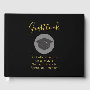 Graduation Cap on Black Class of 20xx Guest Book