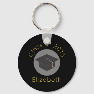 Graduation Cap on Black Class of 20xx Key Ring