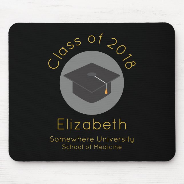 Graduation Cap on Black Class of 20xx Mouse Mat (Front)