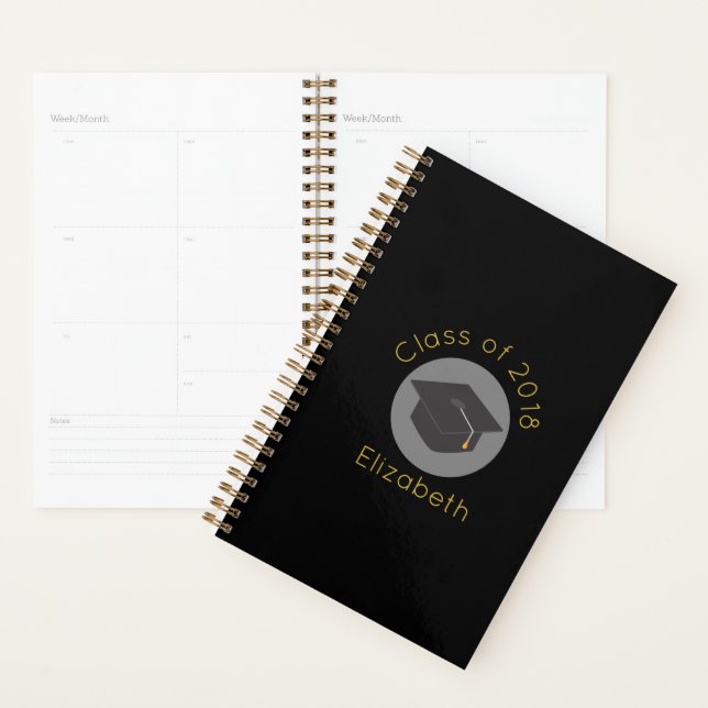 Graduation Cap on Black Class of 20xx Planner (Display)
