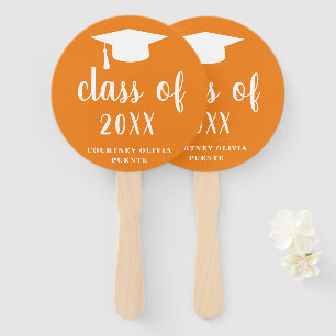 Graduation Cap Orange Simple Class Of Hand Fan