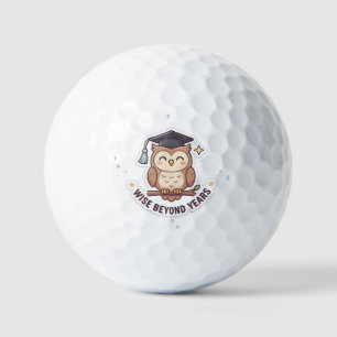 Graduation Cap Owl Wise Beyond Years" Illustration Golf Balls