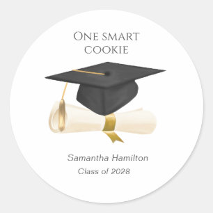 Graduation Cap Personalised Classic Round Sticker