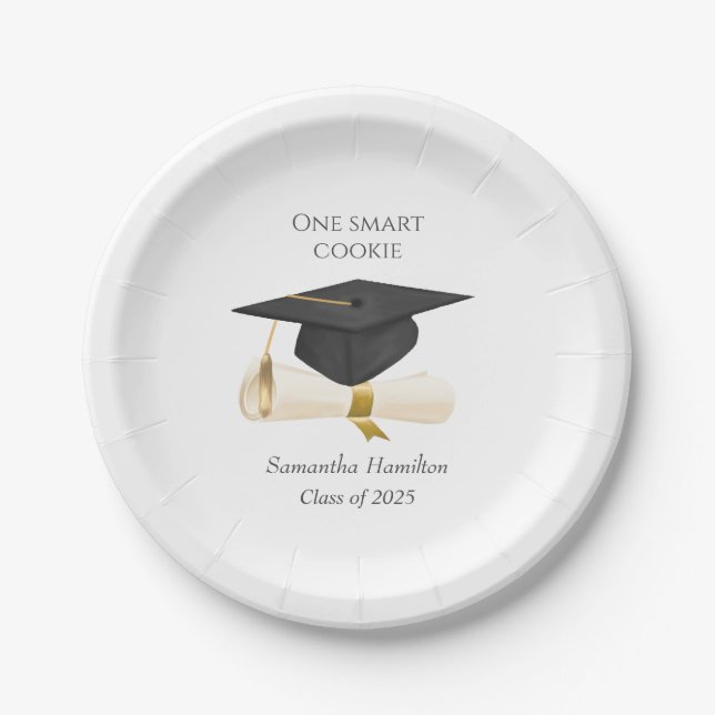 Graduation Cap Personalised Paper Plate (Front)