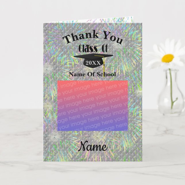 Graduation Cap Photo Thank You Card (Small Plant)