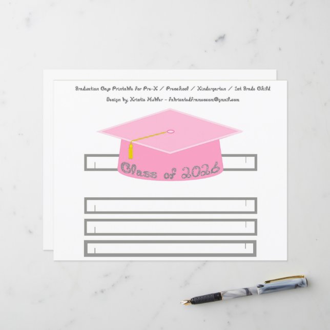 Graduation Cap Pink Party Hat 2026 Silver (Front/Back In Situ)