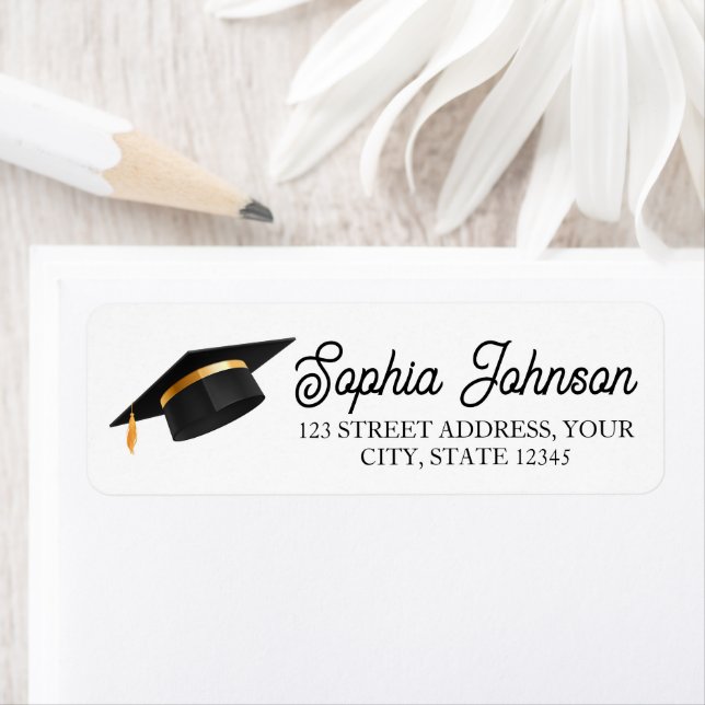 Graduation Cap Return Address  Label (Insitu)