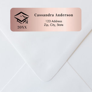 Graduation cap rose gold return address