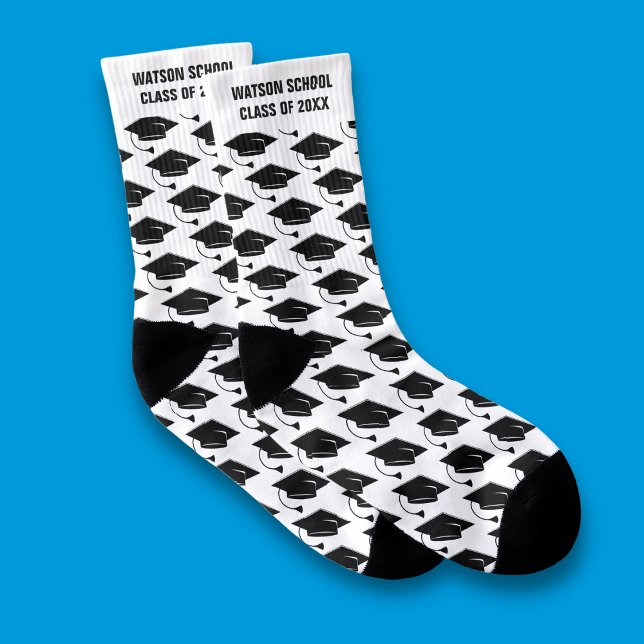 Graduation Cap School Name Class of Personalised Socks (Creator Uploaded)