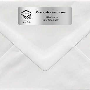 Graduation cap silver return address