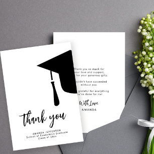 Graduation cap simple script thank you card